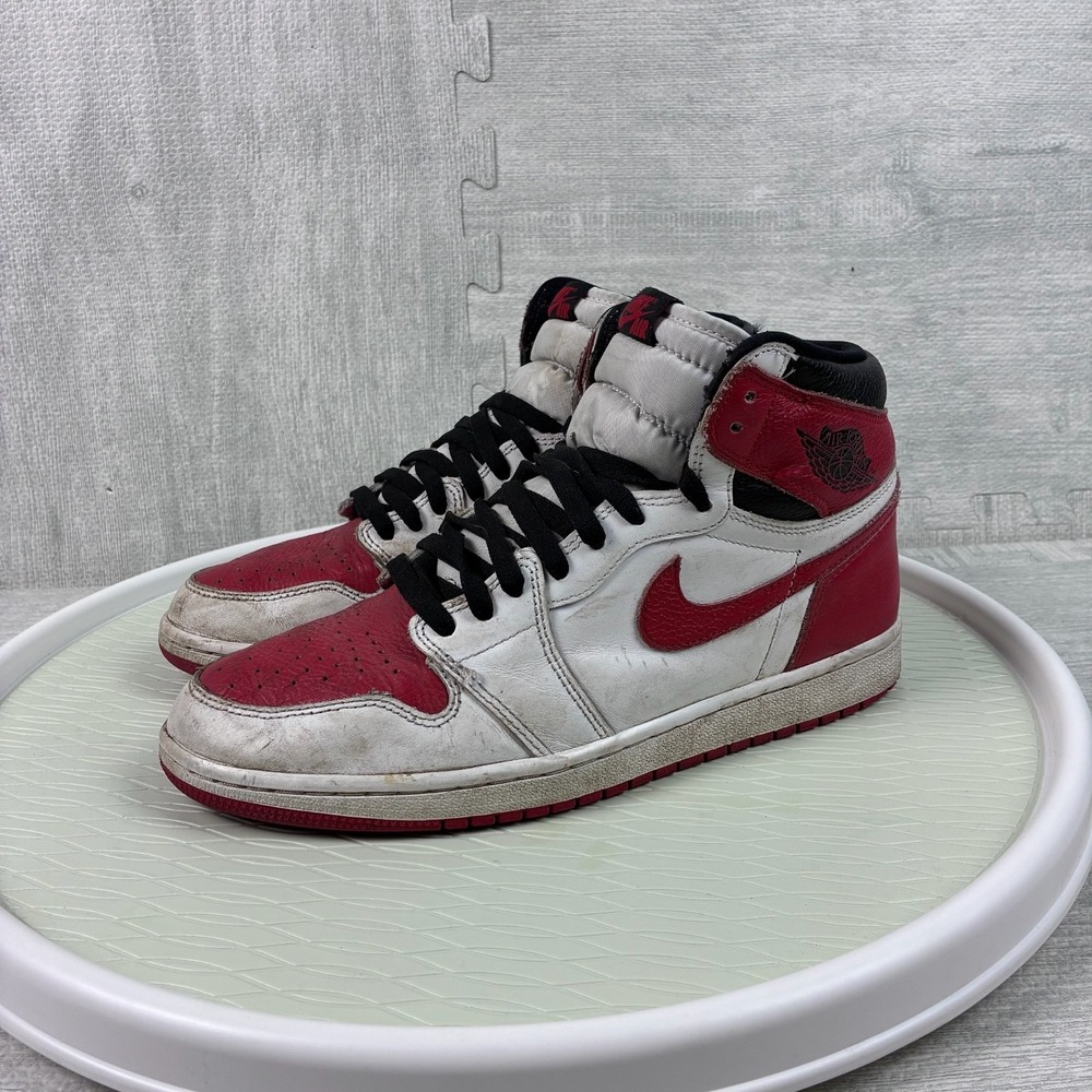 Air Jordan 1 Retro OG High Heritage Men's 10 White Red Sneaker Shoes 555088-161